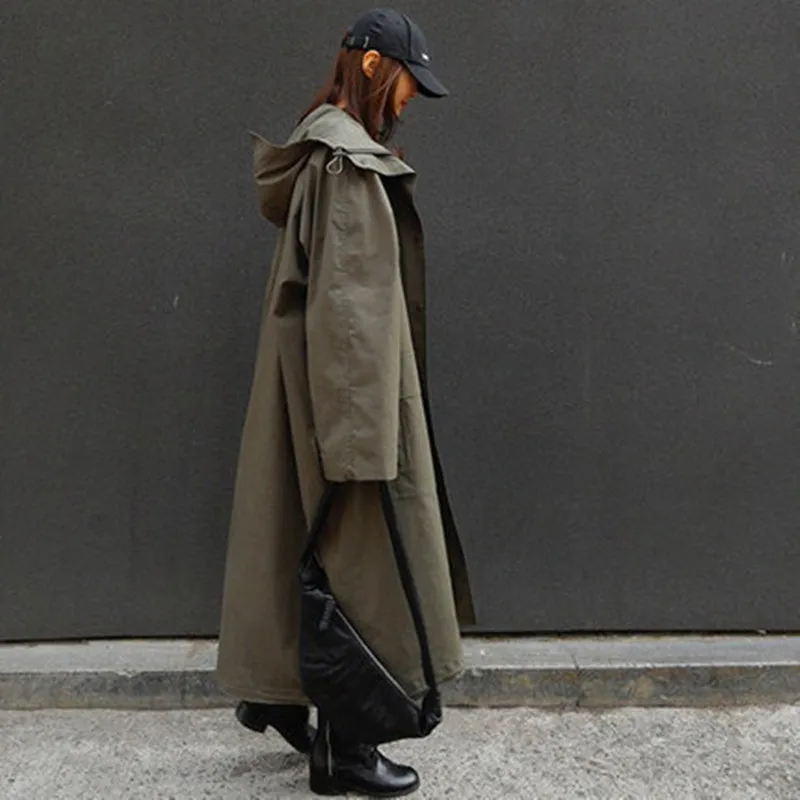 Новинка, женский плащ большого размера, Корейская версия свободного покроя, высокое качество, длинное пальто, женское манто L75