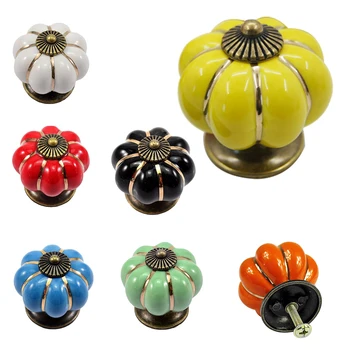 

12Pcs Pumpkin Zinc Ceramic Door Knobs Drawer Pull Handle Kitchen Cabinet Cupboard Wardrobe
