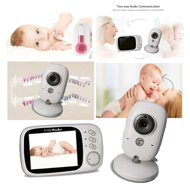 

Wireless Video Color Baby Monitor 3.2 Inch High Resolution Night Vision Temperature Monitoring Baby Nanny Security Camera