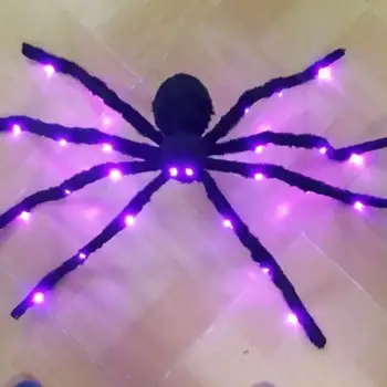 

Halloween Decoration 24 LEDs Scary Large Plush Spider Toy Funny Party Haunted House Bar Lighting Design Props