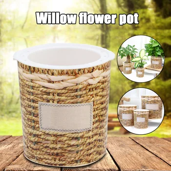 

Flower Pot Handmade Wicker Weave Braided Wedding Decoration Basket Desktop Table Decor MU8669