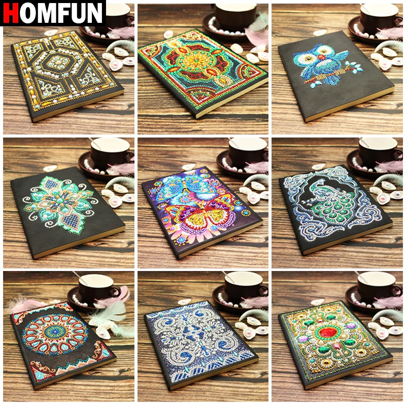 

HOMFUN A5 Notebooks 5D DIY Diamond Painting Special Shape Diary Book Diamond Embroidery Cross Stitch Rhinestones Decor Gift