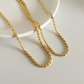 

18K Gold 2.5mm 3mm 100% Authentic 925 Sterling silver Double rows Braid Roped Twisted Chain Necklace Jewelry Hip Hop TLX1076