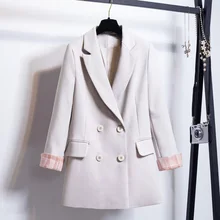 Loose Korean Ladies Blazer Casual Solid Beige Vintage Suit Jacket Simple  Bleizer Femenino Stylish Women's Clothing New MM60NXZ