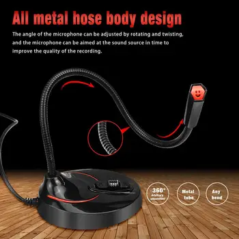 

USB Computer Microphone Omnidirectional PC Laptop Microphone With 360 Degree Adjustable Gooseneck For YouTube Live Streaming