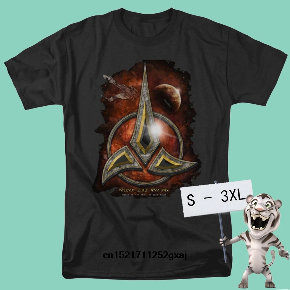 Мужская футболка Klingon Crest хит продаж футболки с вырезом лодочкой черные топы до 3XL