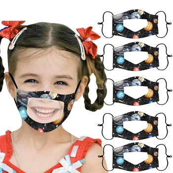 

5pc Smile Communicator Face Cover With Clear Vinyl Visible Expression Lip Reading Mascarilla Children Outdoor Sunscreen Maks #Y5