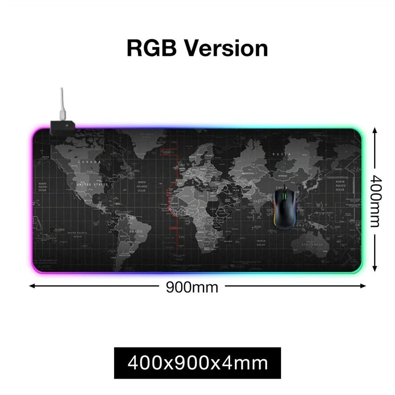 RGB большой игровой коврик для мыши карта мира коврик для мыши красочный компьютерный коврик настольный коврик клавиатура Коврик для ноутбука - Color: 400x900x4mm