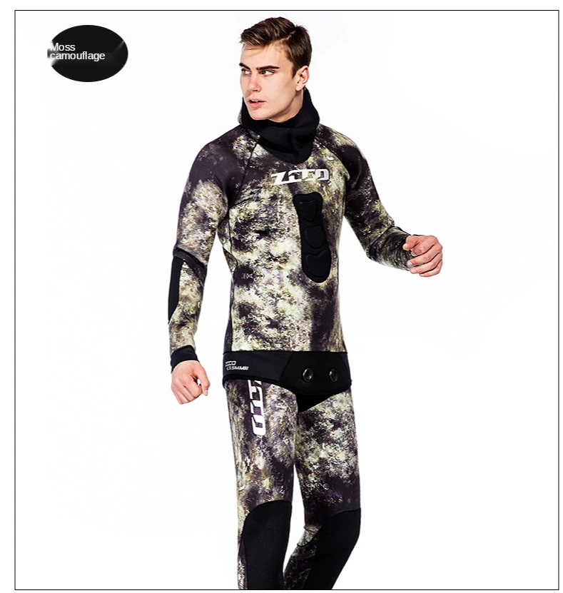 Wetsuit 3.5mm Mens  CR Neoprene Open Cell camouflage Two-piece  spearfishing diving suit winter swimsuit Unisex