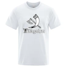 

Men Soft T-Shirts Cartoons Quality Shirts Fashion Vikingnism-Vikings Movie Printing Tee Clothes Crewneck Male Tshirt Breathable