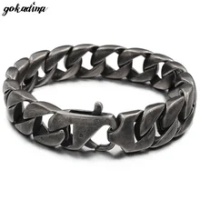 GOKADIMA для мужчин Новое поступление нержавеющая сталь черный Винтаж ювелирные изделия байкер человек звено цепи панк Спорт мужчин's Joyas WB673