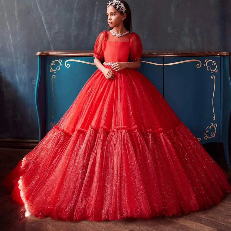 2021 Red Flower Girl Dresses For 