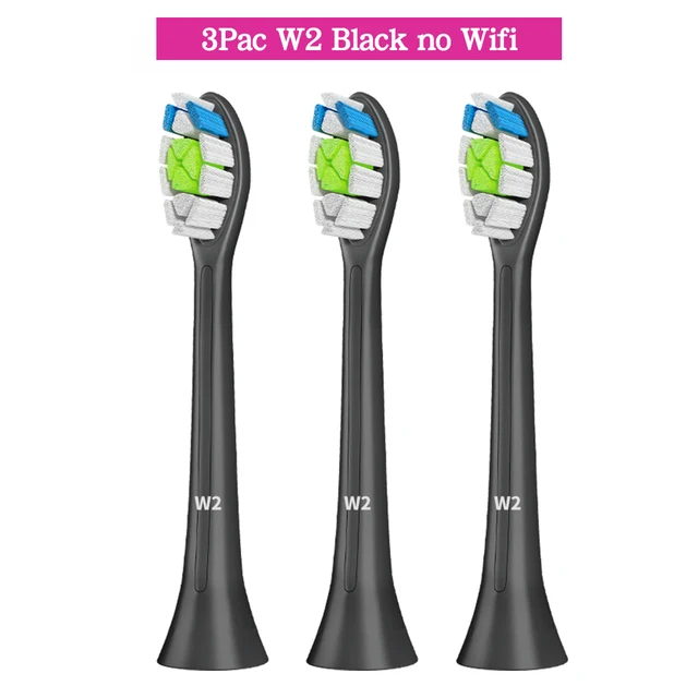 Apply to Philips Sonicare Toothbrush HX6250 HX6530 HX6730 HX6930 Electric Toothbrush Replacement Heads Bluetooth BrushHeads 3Pcs-W2-BK-No Wifi