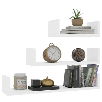 

Wall Shelf U-shaped Design Three Different Sizes Fashionable Simple Elegant Durable Bedroom Kitchen Office Display Storage Area