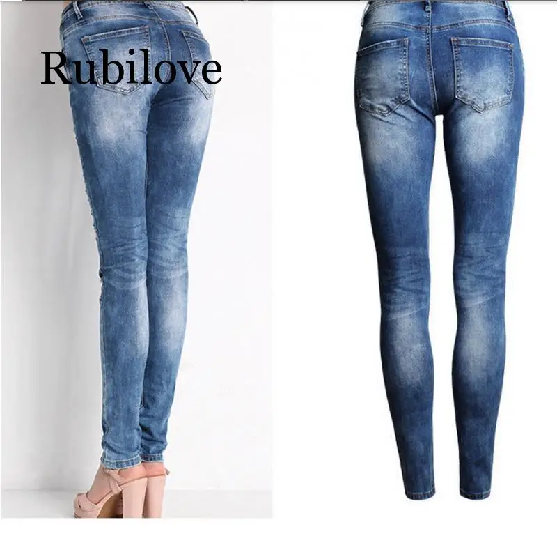 Rubilove, новинка, синие джинсы, брюки, женские, высокая талия, тонкие, рваные, джинсы, повседневные, тянущиеся, брюки, джинсы, брюки для женщин