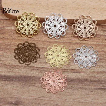 

BoYuTe (100 Pieces/Lot) 23MM Metal Brass Flower Filigree Findings Diy Hand Made Materials Jewelry Accessories