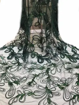 

newest Emboroidered net lace fabric with sequins JOY-2225 african tulle net lace fabric with nice pattern for wedding dress