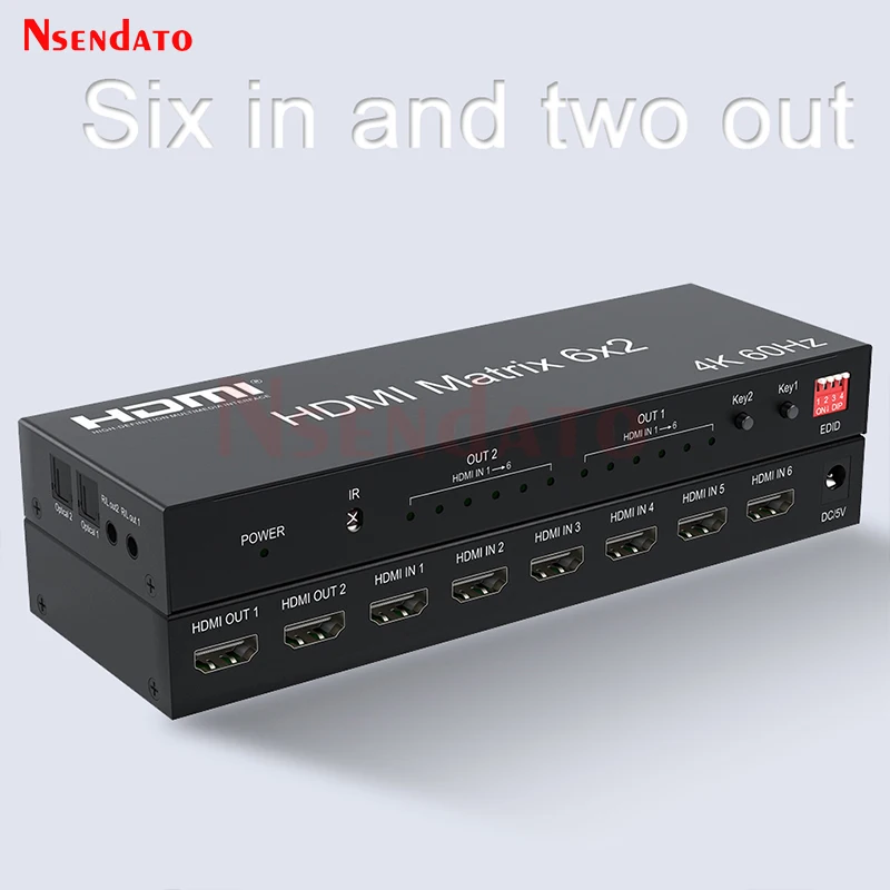 Fora Switcher do Interruptor de Hdmi com Áudio para o Monitor da Tevê do Computador Ps4 6x2 Hdmi Interruptor da Matriz 4k 60hz Hdmi em - Image 5