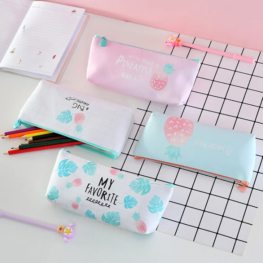 10pcs/lot 4 style Cute Fruit Fresh and simple Korean Stationery Creative Pen Bag School Offices Suppliers
