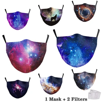 

PM2.5 Filter Masks Fashion Cosmic Pattern Adult Protective Mask Adjustable Protective Mask Dustproof and Smog Filter Maske