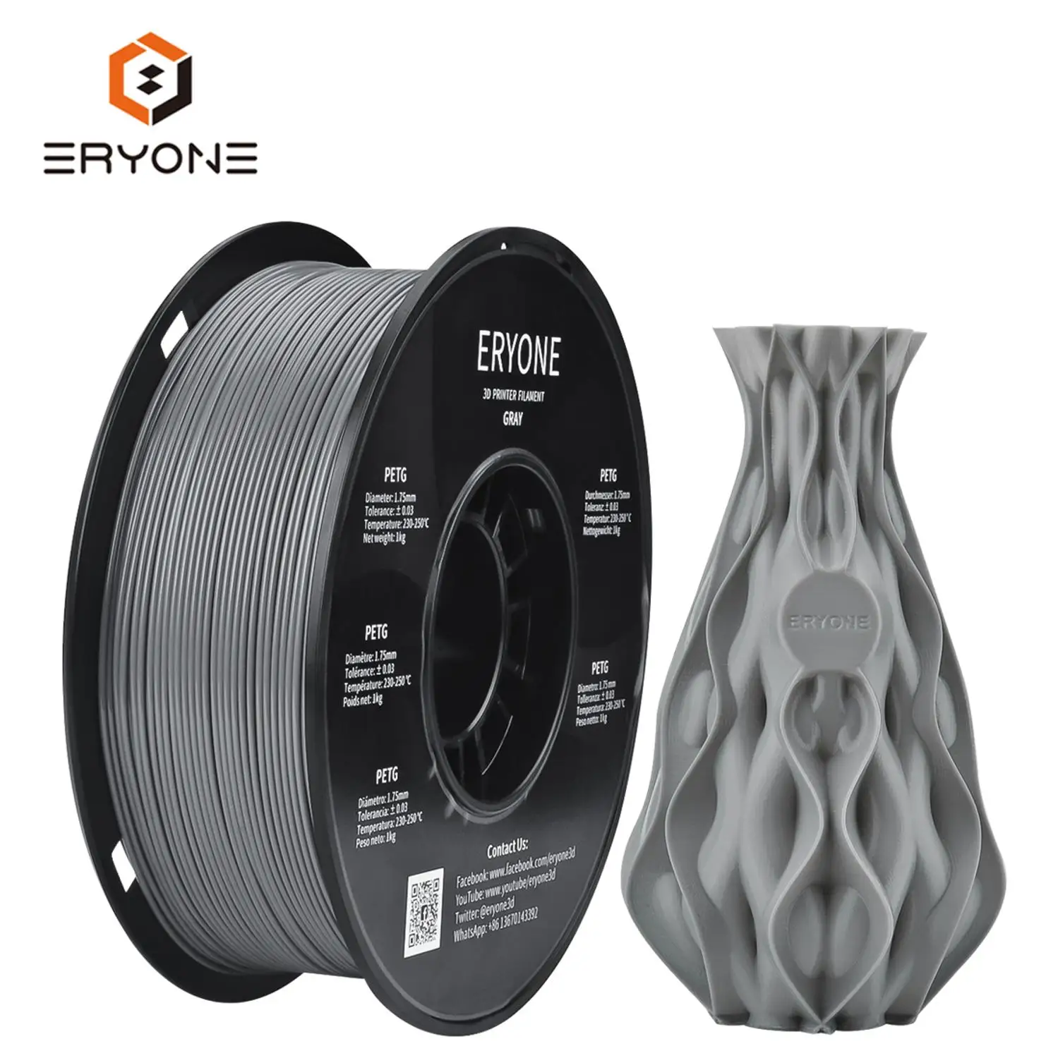 ERYONE PETG Filament 3d-Printer 1kg 1.75mm with fast shipment 100% no bubble 1KG, 1 Spool