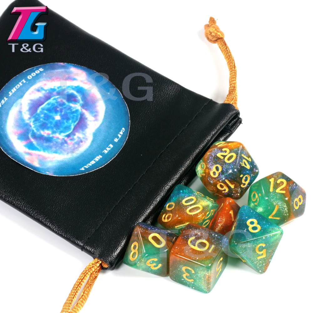 Cats Eye Nebula Горячая Распродажа, деликатная космическая галактика, кубики, 7 шт., ролевые игры, настольные аксессуары, 8 тем, рождественский подарок, настольная игра - Color: Cats Eye Nebula