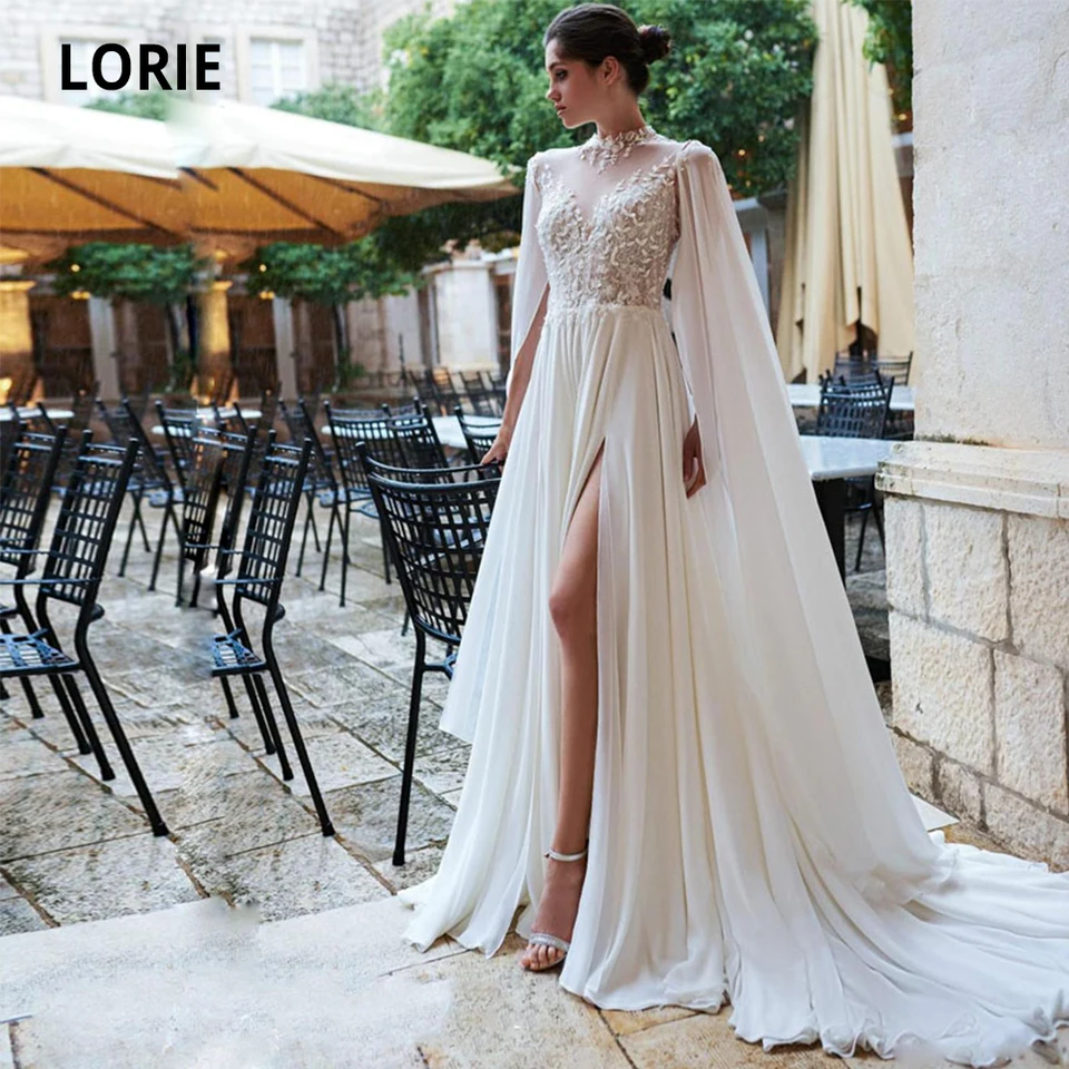 gown with cape sleeve