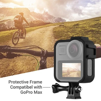 

Action Camera Case Plastic Protective Frame Housing Vlog Cage with Dual Cold Shoe Mounts for GoPro Max Sports Camera