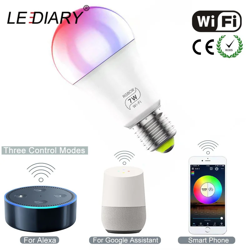 Светодиодная лампа IARY с Wi Fi и голосовым управлением светодиодная RGB 7 Вт 110 В 220 для