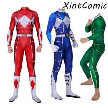 

Kyoryu Sentai Zyuranger Ranger Cosplay Costume Red/Blue/Green Rangers Bodysuit Cheap Zentai Suit 3D Print Audlt Kid jumpsuits