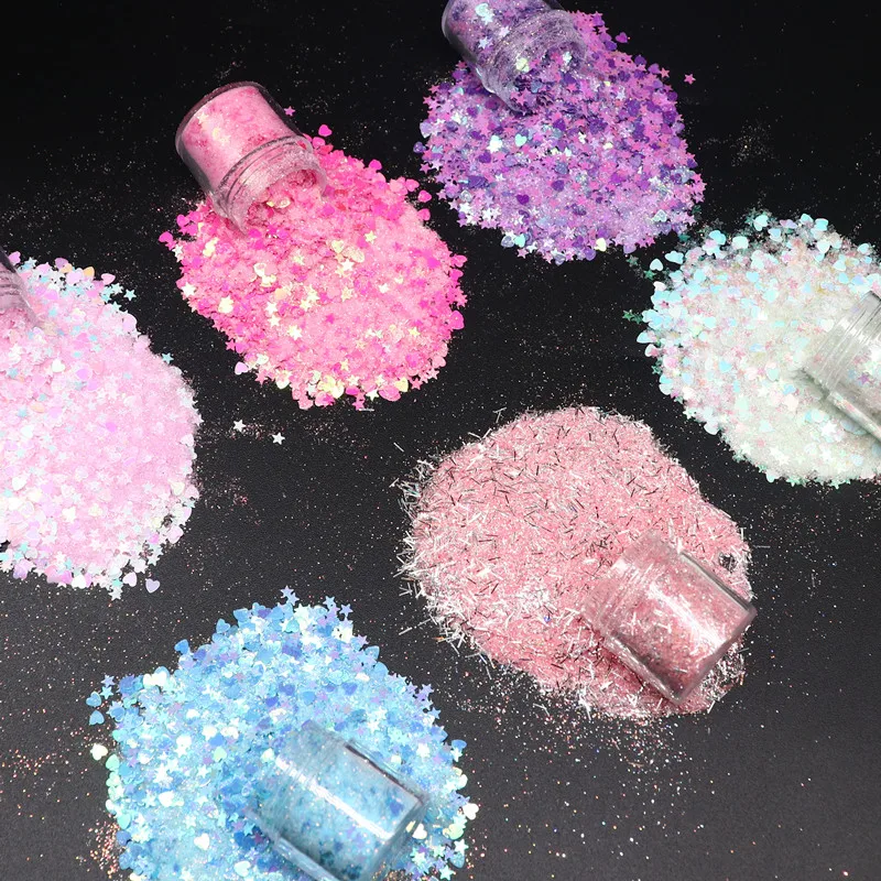 Nail Glitter Powder Sequins 3D Cosmetic Sequins Flakes Powder For Nail Polish Body Face Hair Makeup Manicure Decoration 10ml/jar sequins for crafts sequins accessories nail art decor