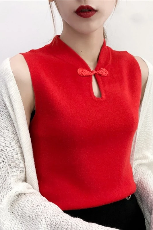 chinese style sleeveless tang suit qipao tops women casual loose blouse retro tang shirt cheongsam mandarin collar pullover