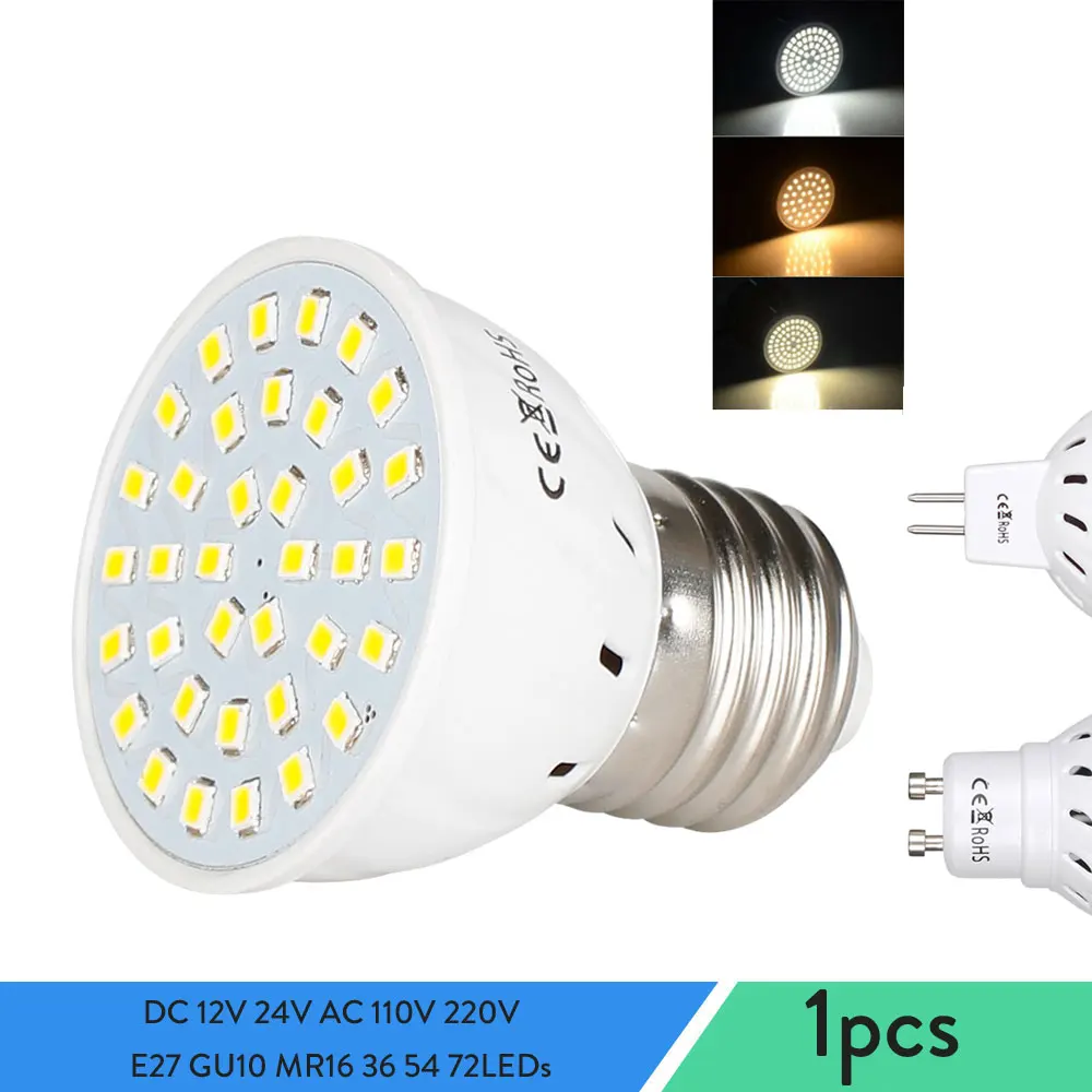 

DC 12V 24V LED Spotlights Spot Lights Bulbs Lamps E27 GU10 MR16 AC 110V 220V 230V 2835 SMD for Home Indoor Lighting