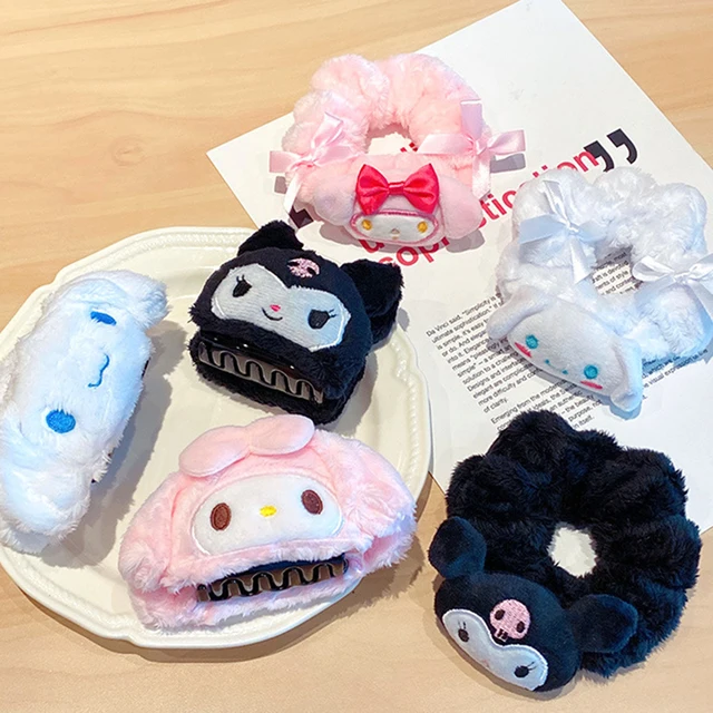 Kawaii Sanriod Plush Kuromi Cinnamoroll Melody Cartoon Hair Bands Hair Clips Ties Rope Bands Ponytail Bands Accessories Gift Toy 1