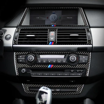 

For BMW X5 X6 E70 E71 F15 F16 Accessories Carbon Fiber Car Interior Navigation Air Conditioning CD Control Panel Styling Sticker