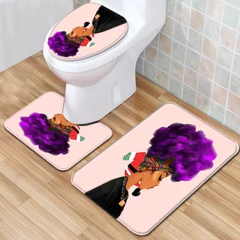 

African Women's Bathroom Mat Three-Piece Bathroom Carpet Toilet Mat Set Door Mat Bathroom Non-Slip Mat Spot
