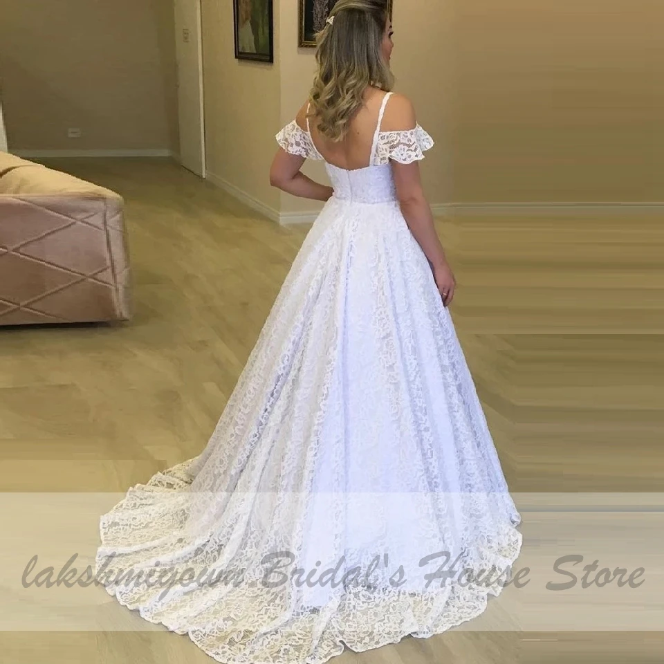 Lakshmigown, кружевное платье принцессы для невесты, платье с открытыми плечами, свадебные платья, Vestido de Novia Sapghetti, свадебное платье на бретелях