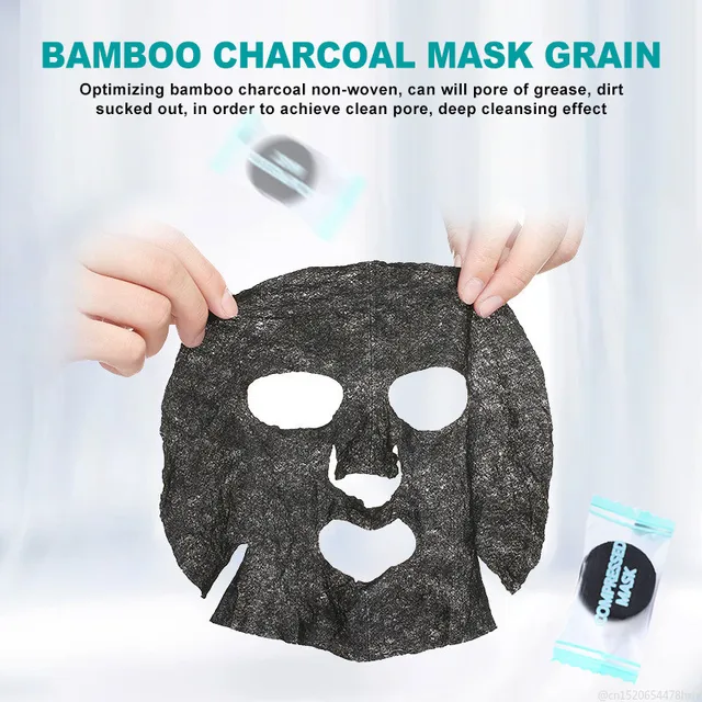 30Pcs Bamboo Charcoal Compressed Mask Sheet Paper Non-toxic Portable DIY Tools Moisturizing Whitening Beauty Skin Care TSLM1 3