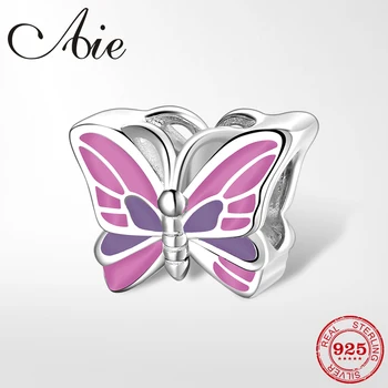 

925 Sterling Silver Colorful pink purple Butterfly Fairy Charm beads Jewelry making Fit Original European charms Bracelet