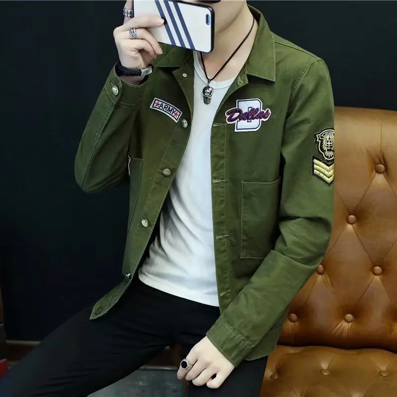 

Spring And Autumn Aberdeen-Style Denim Jacket Men's Korean-style Trend Versatile Students Handsome Schools Slim Fit Thin Jeans C