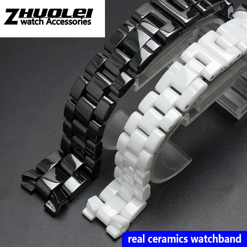 Для J12 Керамика браслет Высокое качество Женские Мужские часы ремешок модный браслет черный белый 16 мм 19 мм