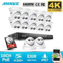 ANNKE 16CH 4K Ultra HD POE, сетевые системы безопасности Видео 8MP H.265+ NVR с 12 шт 8MP защищенная от внешних воздействий ip-камера комплект камер видеонаблюдения для безопасности