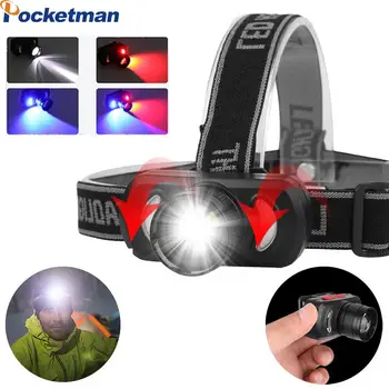

Super Powerful Headlamp XPE+red blue light LED Headlight USB Rechargeable Head Light Waterproof Zoom Bicycle Light Camping
