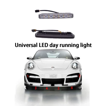 

ECAHAYAKU 1 Pair Car Styling LED DRL Daytime Running Light for Universal Car with Yellow Turn Signal Light DC 12V