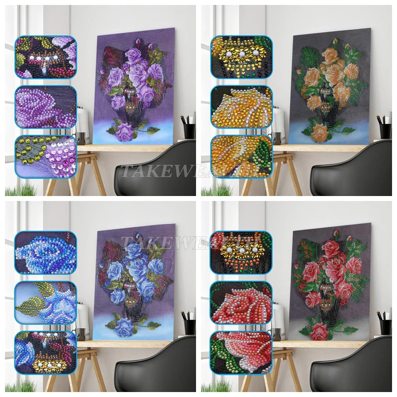 

5D DIY Special-shaped Diamond Painting Rose Mosaic Embroidery Cross stitch Embroidery Needlework Set Crafts Decoration NY