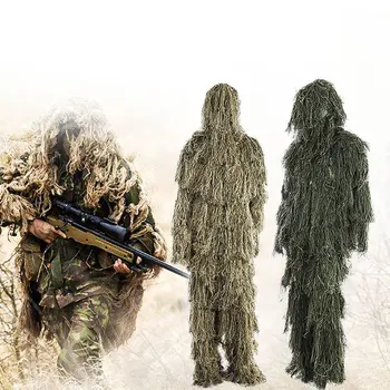 

3D Universal Camouflage Suits Woodland Clothes Adjustable Size Suit For Hunting Army Military Tactical Sniper Set Kits