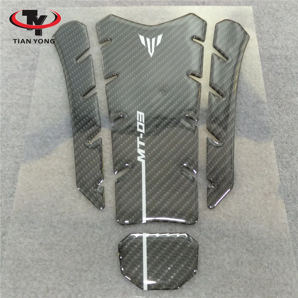

3D Resin Black Carbon Brazing Motorcycle For Yamaha MT-03 MT03 3D Resin Applique Sticker Decal Gel Fuel Oil Tank Pad Fish Bone