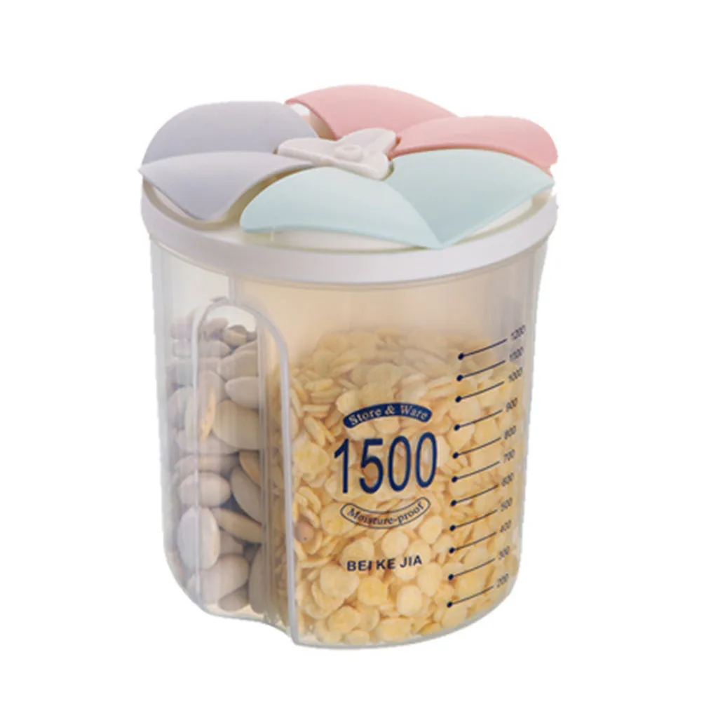 B Прозрачный пластиковый для еды ящик для хранения рис бобы Stoarge Jar Seal Cover Кухня Еда герметичные закуски сушеные фрукты зерна хранения - Цвет: B