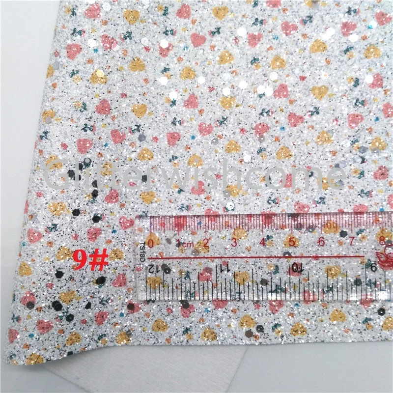 Glitterwishcome 21X29 см А4 Размер синтетическая кожа, сердца блеск с принтом кожа, искусственная из искусственной кожи Ткань Винил для бантов, GM601A