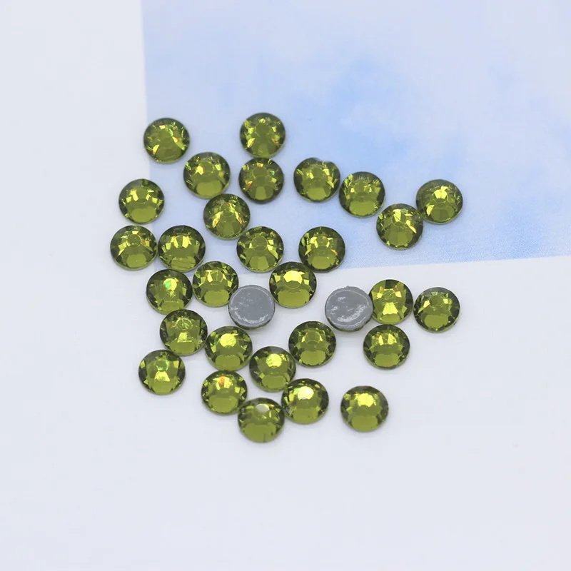olivine 144p 5A SS12-ss30 41-Цвета гладить на Стразы с прямой основой с украшением в виде кристаллов Стразы с плоской задней частью, горячая фиксация, супер яркие Стразы Стекло камень для одежды ремесло - Цвет: olivine